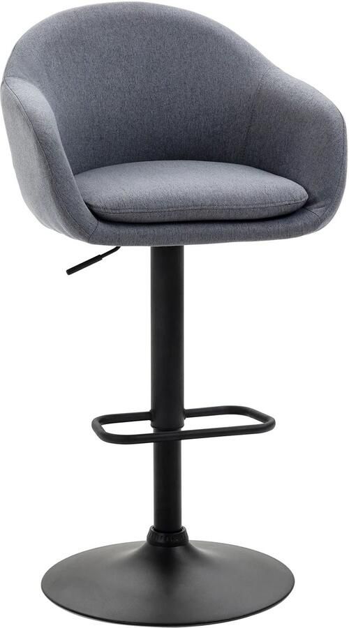 TRUUSK Barkruk Verstelbaar in Hoogte met Rugleuning en Voetensteun Belastbaar tot 110 kg Linnenlook Grijs 54 cm x 54 cm x