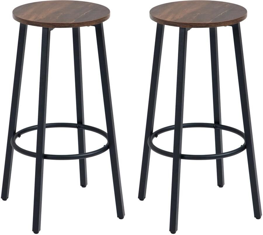 TRUUSK Barkrukken 2-delig Set Industrieel Ontwerp Metalen Frame Met Voetensteun Voor Eetkamer Tot 120 Kg 42x42x65 Cm