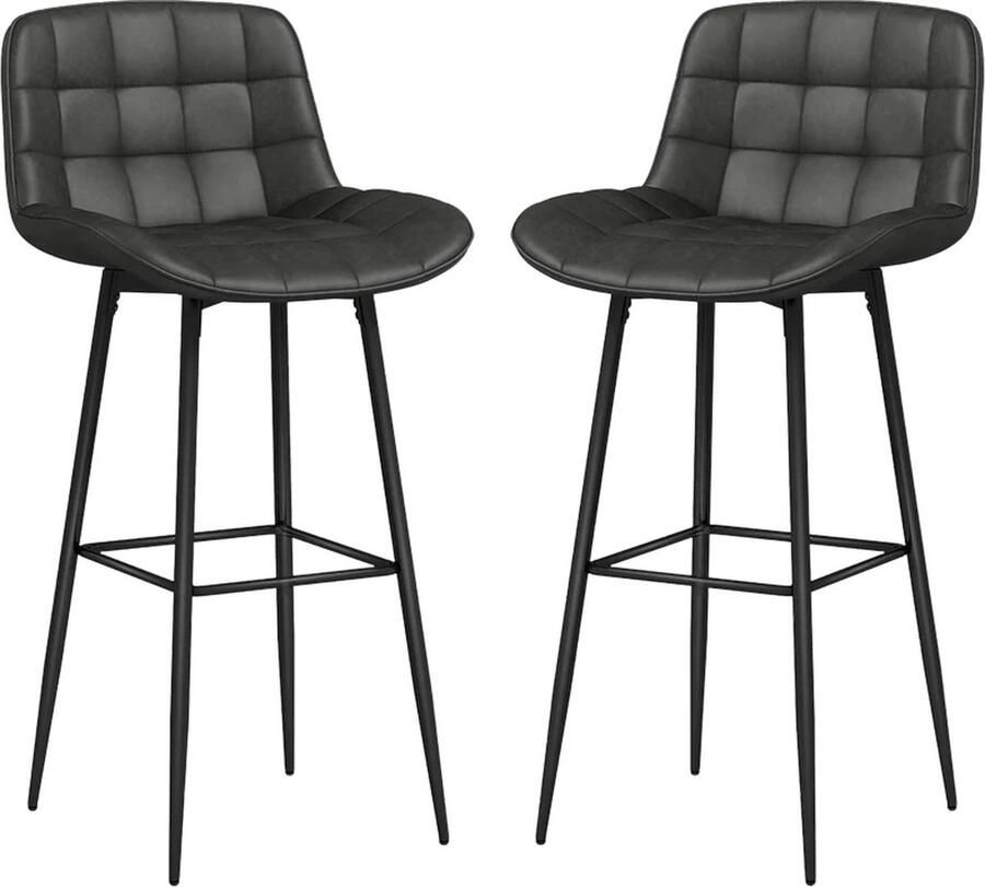 TRUUSK Barkrukken In Set Van 2 Mooie Quilting Kunstleren Bekleding 98 Cm Tot 120 Kg Antraciet