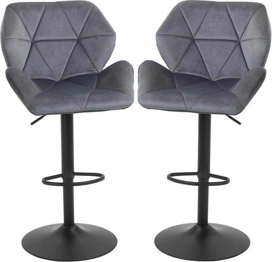 TRUUSK Barkrukken Set Van 2 Gestoffeerde Barkruk Met Metalen Frame Rugleuning Fluwelen Look In Hoogte Verstelbaar 360° Draaibaar