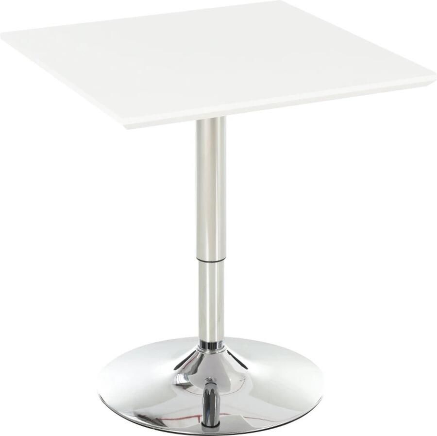 TRUUSK Bartafel Bistrotafel Pub In Hoogte Verstelbare Vierkante Bartafel Staal Wit 60 X 60 X 69-92 Cm