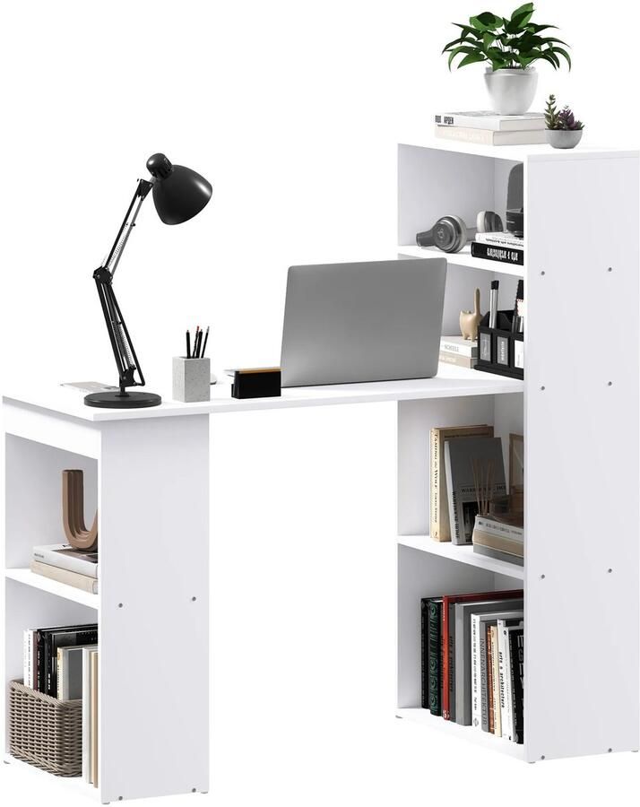 TRUUSK Bureau Keukentafel Met Plank 120x55cm Computertafel Laptoptafel Werktafel In Wit Voor Kantoor & Thuiswerkplek