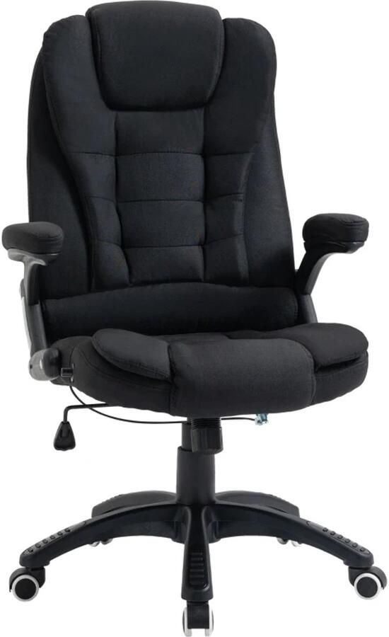 TRUUSK Bureaustoel Computerstoel Relax Liggend In Hoogte Verstelbare Bureaustoel Ergonomisch 360° Foam PP Kunststof Linnenachtig Polyester Zwart 65 X 72 X 100-120 Cm