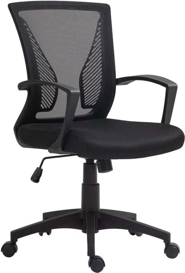 TRUUSK Bureaustoel met Kantelfunctie In Hoogte Verstelbaar Draagvermogen tot 120 kg Voor Kantoor en Studeerkamer Zwart