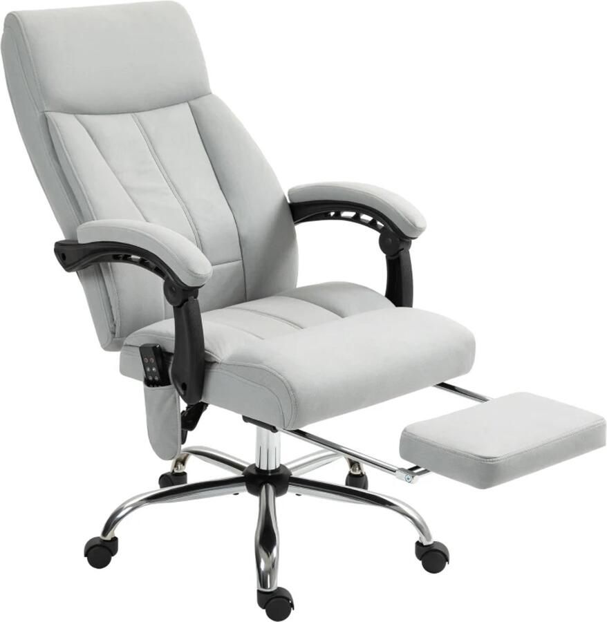 TRUUSK Bureaustoel met Massage- & Verwarmingsfunctie Voetsteun Max. 120 kg Grijs