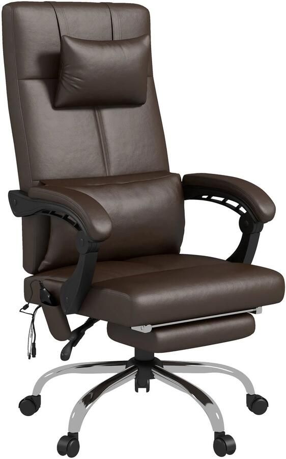 TRUUSK Bureaustoel Met Massagefunctie Ergonomische Directiestoel Met Verwarming Ligfunctie Lendensteun Hoofdkussen