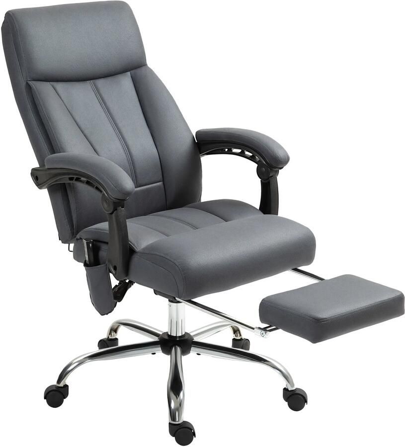 TRUUSK Bureaustoel Met Massagefunctie Hoogte Verstelbaar Ergonomisch Design Ligfunctie Donkergrijs Voor Kantoor en