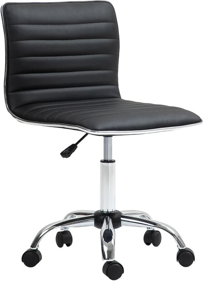 TRUUSK Bureaustoel met Rugleuning Verstelbare Draaistoel met Wielen Belastbaar tot 120 kg Voor Studeerkamer en Kantoor