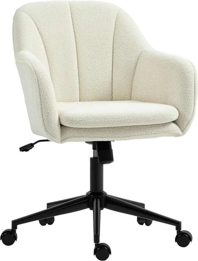 TRUUSK Bureaustoel Met Stoffen Bekleding In Fluweeloptiek Make-up Stoel Met Gebogen Rugleuning Voor Slaapkamer Woonkamer Beige