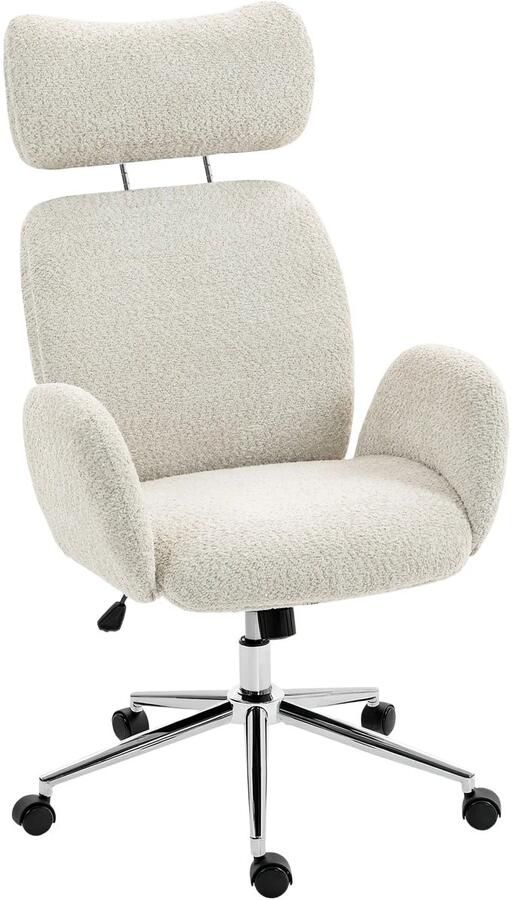 TRUUSK Bureaustoel Met Verstelbare Hoofdsteun Ergonomische Bureaustoel Kantelfunctie In Hoogte Verstelbaar Grijs-wit