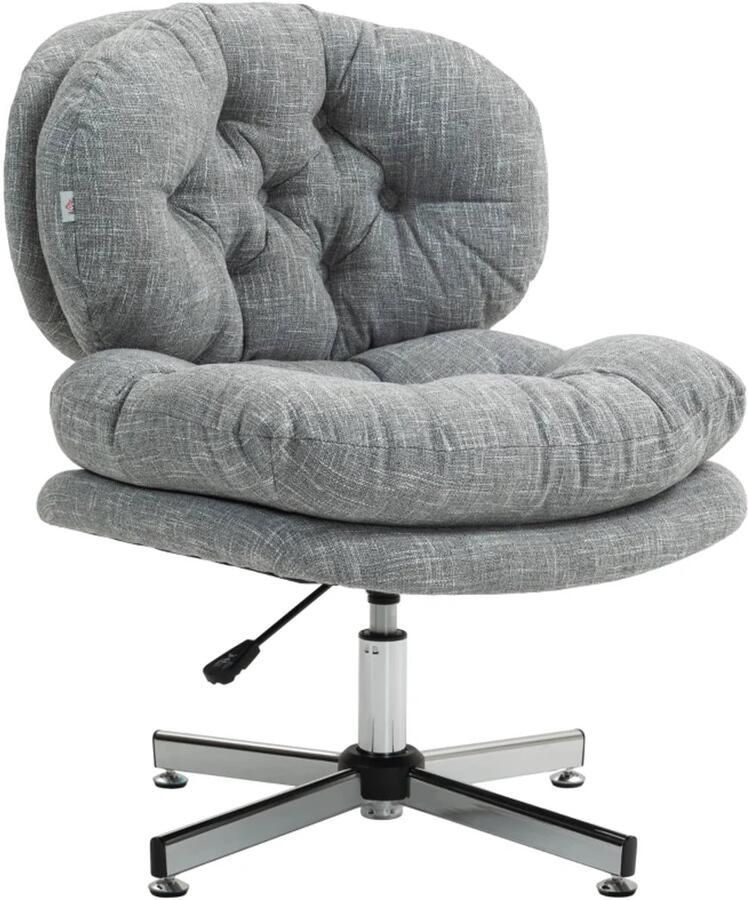 TRUUSK Bureaustoel zonder armleuningen Gecapitonneerde zitting In hoogte verstelbaar Grijs