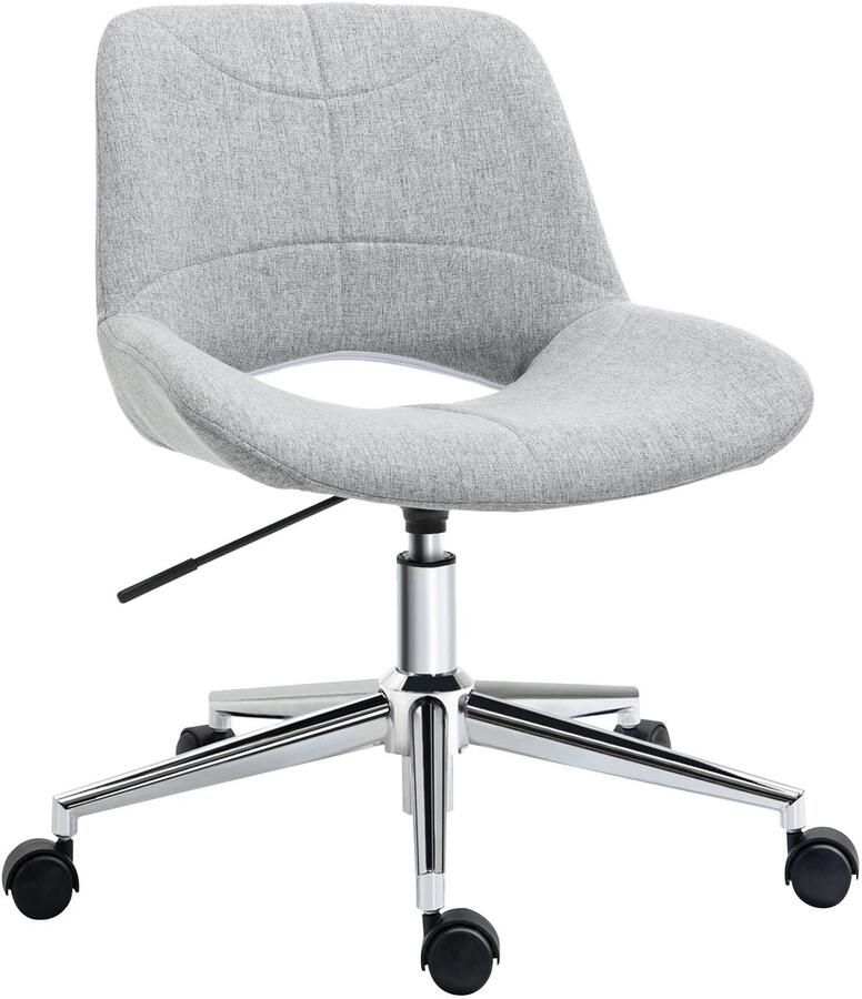 TRUUSK Bureaustoel Zonder Armleuningen In Hoogte Verstelbaar Stabiel tot 110 Kg Draaibaar Lichtgrijs Comfortabel Werken