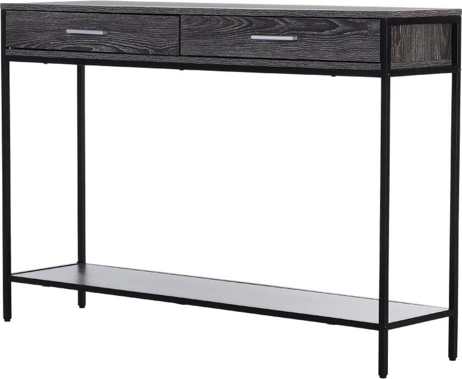 TRUUSK Consoletafel Entreetafel Bijzettafel 2 Laden Onderste Plank Staalgrijs 120 X 30 X 81 5 Cm