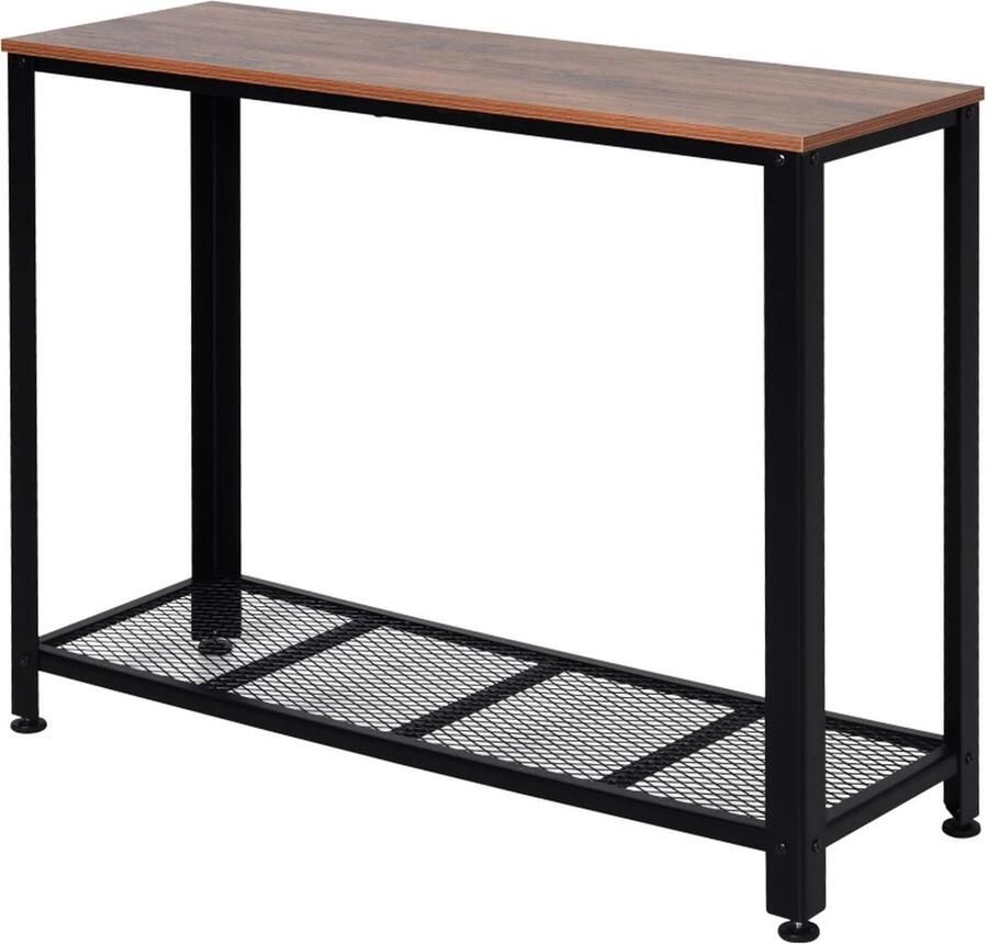 TRUUSK Consoletafel Sideboard Bijzettafel Met Gaasplank Industriële Stijl Metaal 101 X 35 X 80 Cm