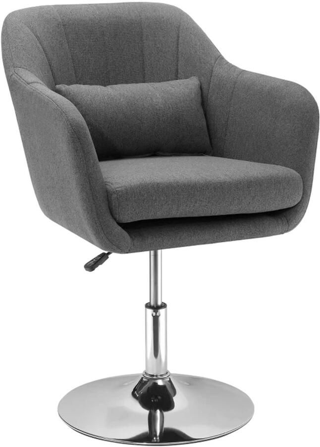 TRUUSK Draaibare Bureaustoel In Hoogte Verstelbaar Linnenachtig Polyester Staal Donkergrijs 57 x 57 x 77 5-87 cm