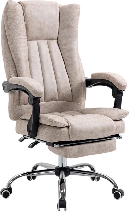 TRUUSK Draaibare Bureaustoel met Ligfunctie Voetensteun Zithoogteverstelling Microvezel Kunststof Metaal Nylon
