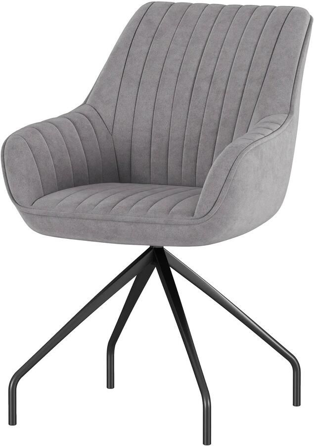 TRUUSK Draaibare Loungestoel Met Armleuning en Samtlook Metalen Poten Voor Slaapkamer en Woonkamer Donkergrijs