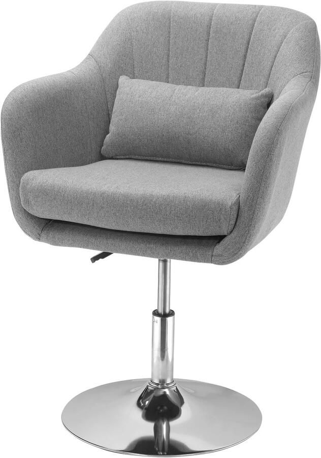 TRUUSK Draaibare Werkkruk Verstelbare Hoogte Linnenachtig Polyester Staal Grijs 60 x 60 x 79-91 cm