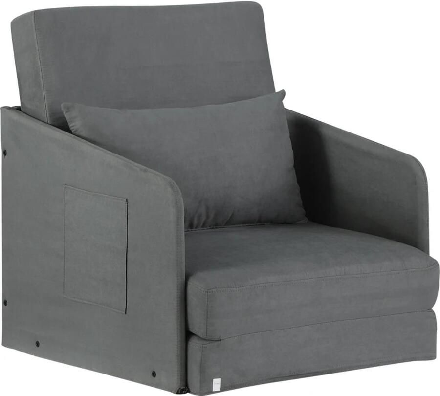 TRUUSK Eenpersoons Slaapbank Wasbare Hoes 2 Zijzakken Kussen Metaal Grijs 70 x 76 x 77 cm