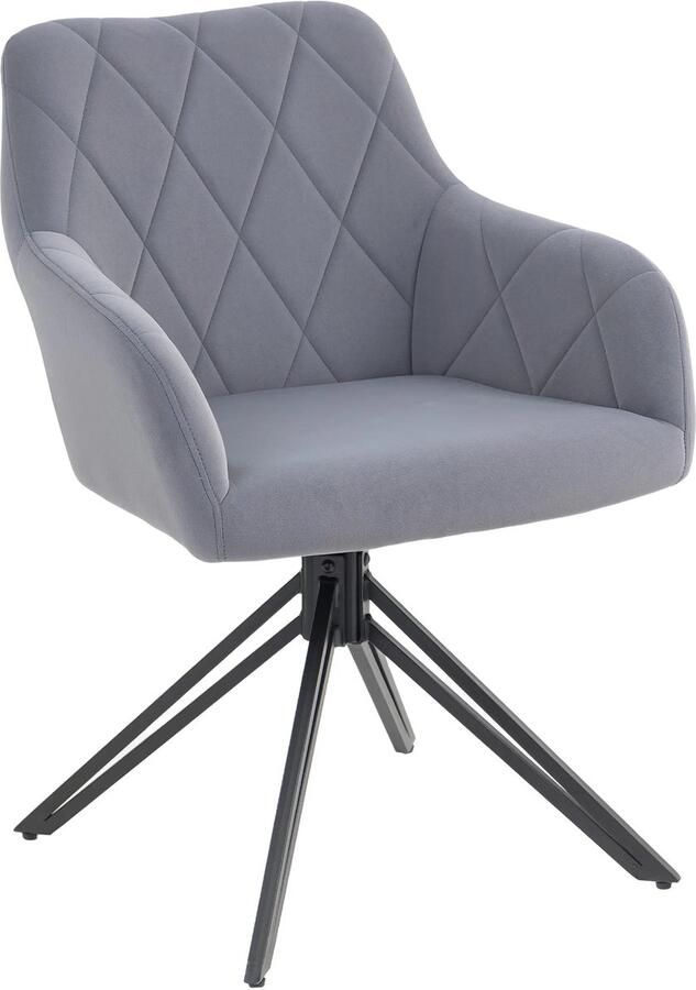 TRUUSK Eetkamerstoel Met Armleuning Gestoffeerd Fluweelachtig Retro-ontwerp Grijs 58 x 60 5 x 79 cm