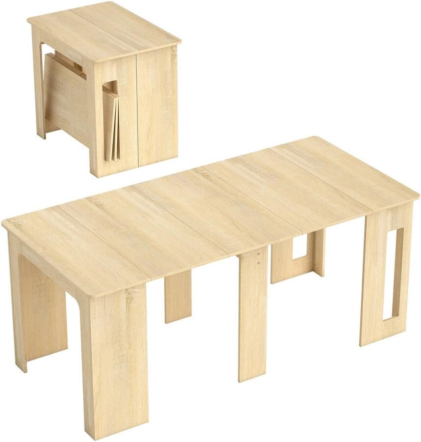 TRUUSK Eettafel Klaptafel Uitschuifbare Keukentafel Eetkamertafel Spaanplaat 60-180 X 85 X 75 Cm Natuur