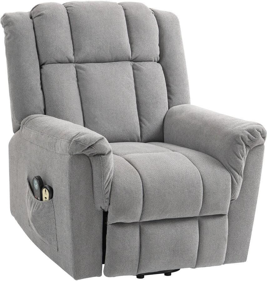 TRUUSK Elektrisch Verstelbare Relaxstoel Massagestoel Met Opsta-hulp Verwarming Ligfunctie Brede Rugleuning TV Stoel