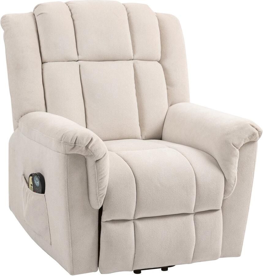 TRUUSK Elektrische Relaxstoel Massagefunctie Opsta-hulp Verwarming Ligfunctie Brede Rugleuning Voetensteun 2