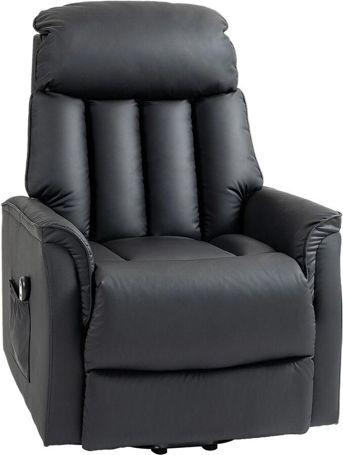 TRUUSK Elektrische Relaxstoel Met Opsta-hulp Ligfunctie Massagestoel Voetsteun Zijvak Afstandsbediening Voor