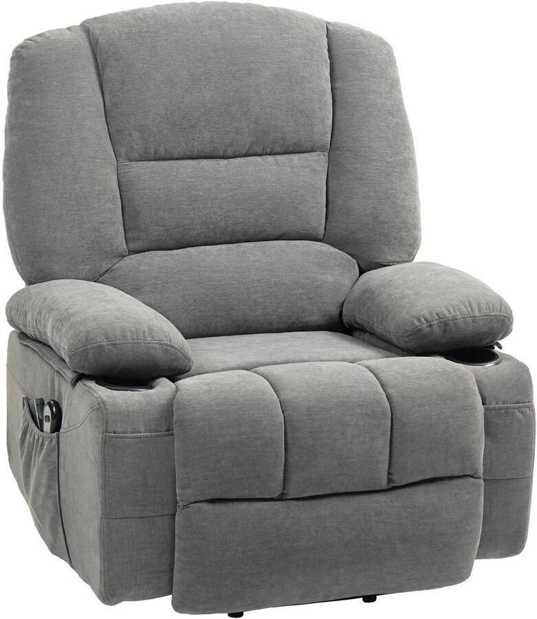 TRUUSK Elektrische TV-stoel Met Opsta-hulp Relaxstoel Met Ligfunctie Warmtefuncties Massagefunctie Zijtas