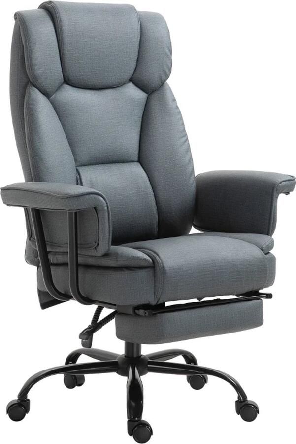 TRUUSK Ergonomische Bureaustoel 360° Draaibaar Hoogte Verstelbaar Met Hoofdsteun en Armleuningen Voetsteun Kunstleer