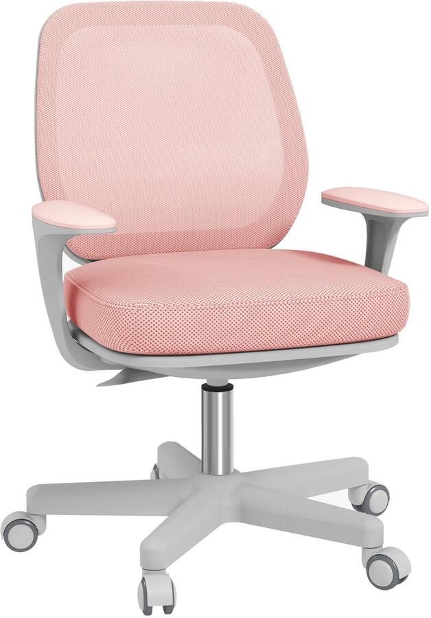 TRUUSK Ergonomische Bureaustoel Draaifunctie In Hoogte Verstelbaar 55 x 48 x 82 5-94 5 cm Roze