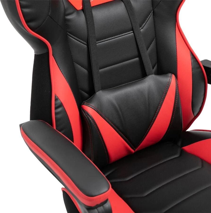 TRUUSK Ergonomische Bureaustoel Gamestoel Met Intrekbare Voetensteun Verstelbare Rugleuning Schuim+PU-leer+metaal