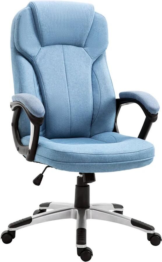 TRUUSK Ergonomische Bureaustoel In Hoogte Verstelbaar Schommelfunctie Hoofdsteun Gecapitonneerde Armleuningen
