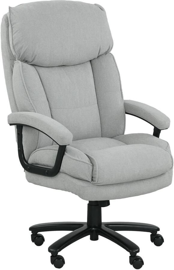 TRUUSK Ergonomische Bureaustoel Kantelfunctie Linnenlook Hoogte Verstelbaar Draaifunctie Dikke Kussens Tot 200 kg