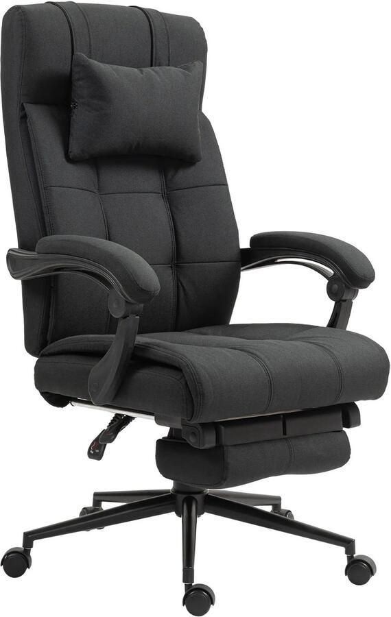 TRUUSK Ergonomische Bureaustoel Met Ligfunctie Hoofdkussen Armleuning In Hoogte Verstelbaar Draaistoel Met