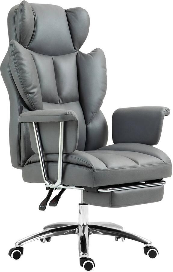 TRUUSK Ergonomische Bureaustoel Met Ligfunctie Verstelbare Draaistoel Met Voetensteun Gevoerd Tot 120 Kg Voor Kantoor en