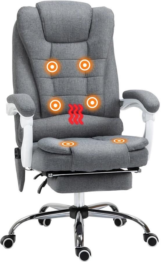 TRUUSK Ergonomische Bureaustoel Met Massage- en Verwarmingsfunctie In Hoogte Verstelbaar Ligfunctie Met Voetensteun Zwart