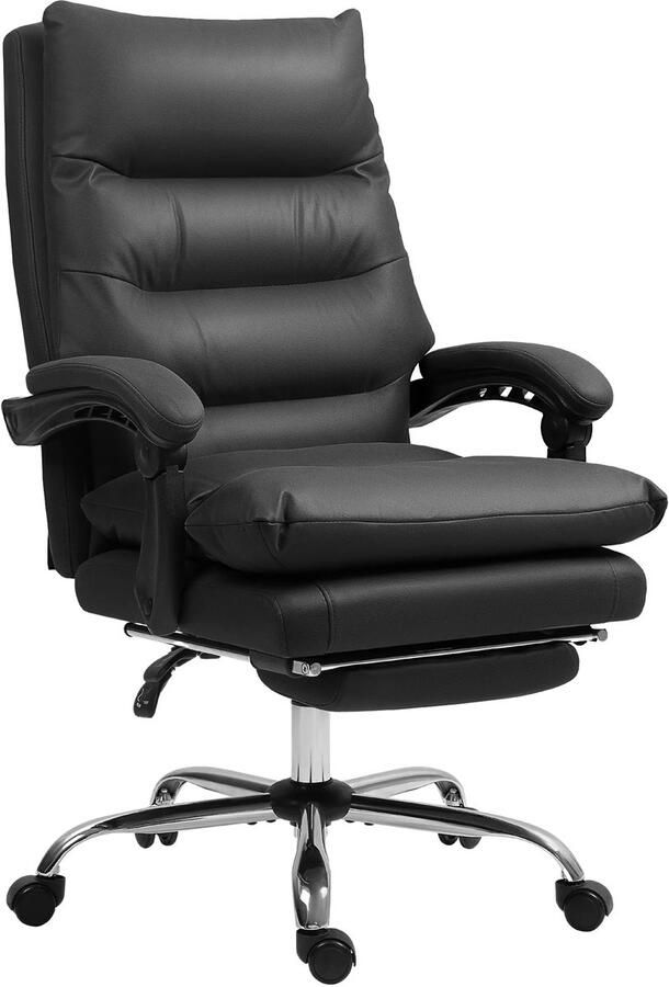 TRUUSK Ergonomische Bureaustoel Met Massage- en Verwarmingsfunctie Ligfunctie Voetensteun Hoogte Verstelbaar Draaibaar