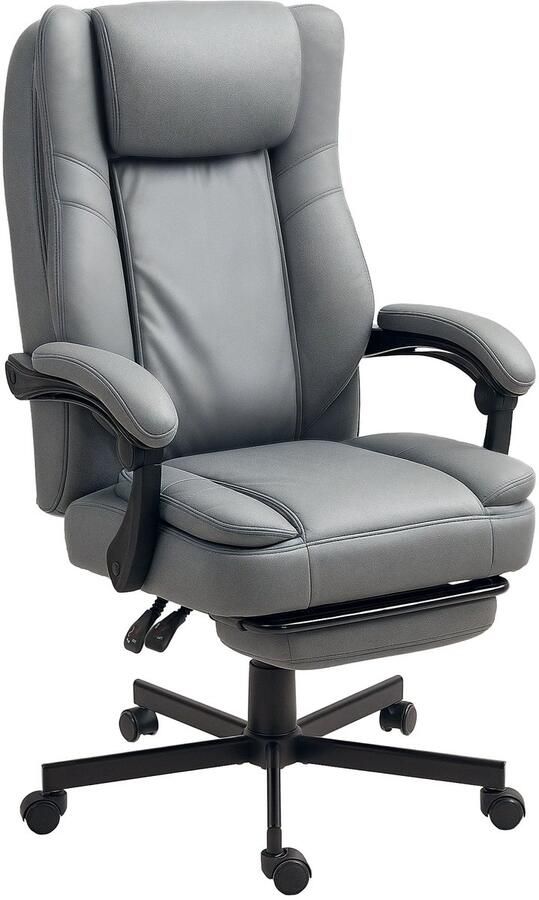 TRUUSK Ergonomische Bureaustoel Met Massagefunctie Ligfunctie Verstelbare Hoogte Draaistoel Met Voetensteun Grijs