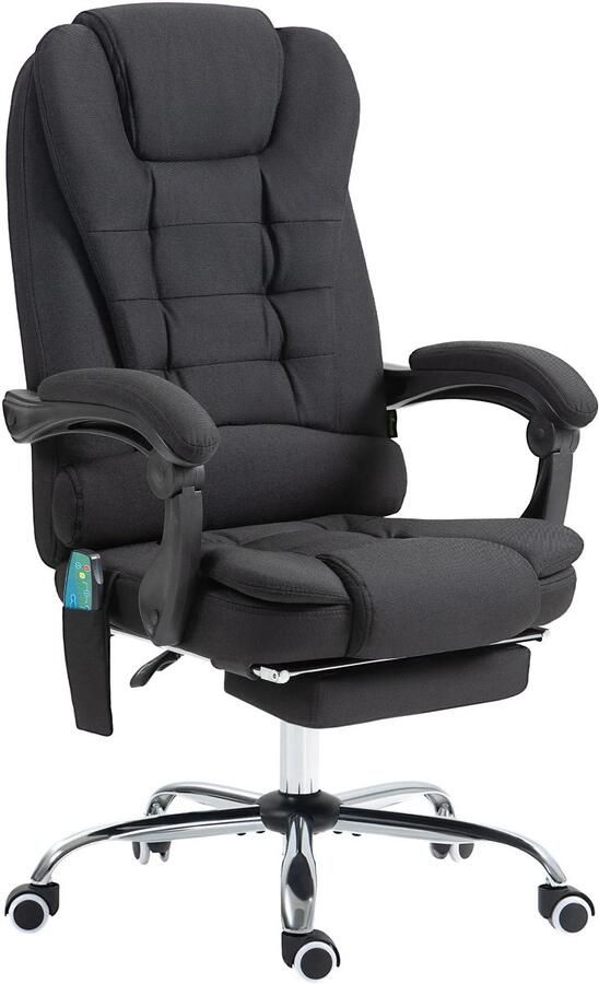 TRUUSK Ergonomische Bureaustoel Met Massagefunctie Verwarmingsfunctie Voetensteun Zijvak Afstandsbediening Zwart