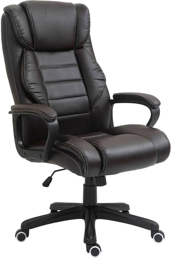 TRUUSK Ergonomische Bureaustoel Met Massagefunctie Vibratiemassage Schommelfunctie Hoogte Verstelbaar Draaibaar Bruin