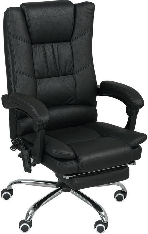 TRUUSK Ergonomische Bureaustoel Met Vibratiemassage Rugverwarmer Ligfunctie Voetensteun Verstelbare Hoogte Zijvak