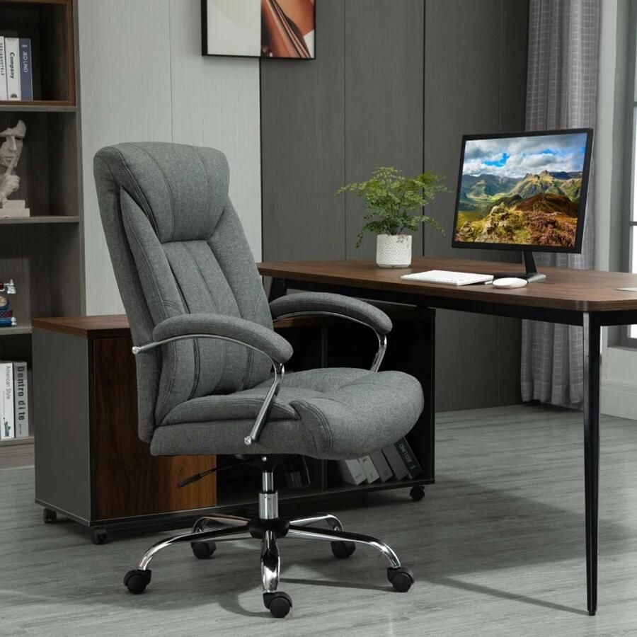 TRUUSK Ergonomische Bureaustoel Met Wipfunctie Gecapitonneerde Armleuningen Hoofdsteun Verstelbaar Draaistoel Nylon