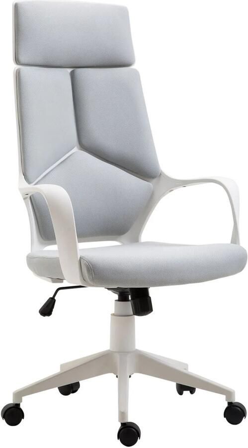 TRUUSK Ergonomische Bureaustoel Netweefsel In Hoogte Verstelbaar Draaibaar Rolbare Bureaustoel Grijs+Wit