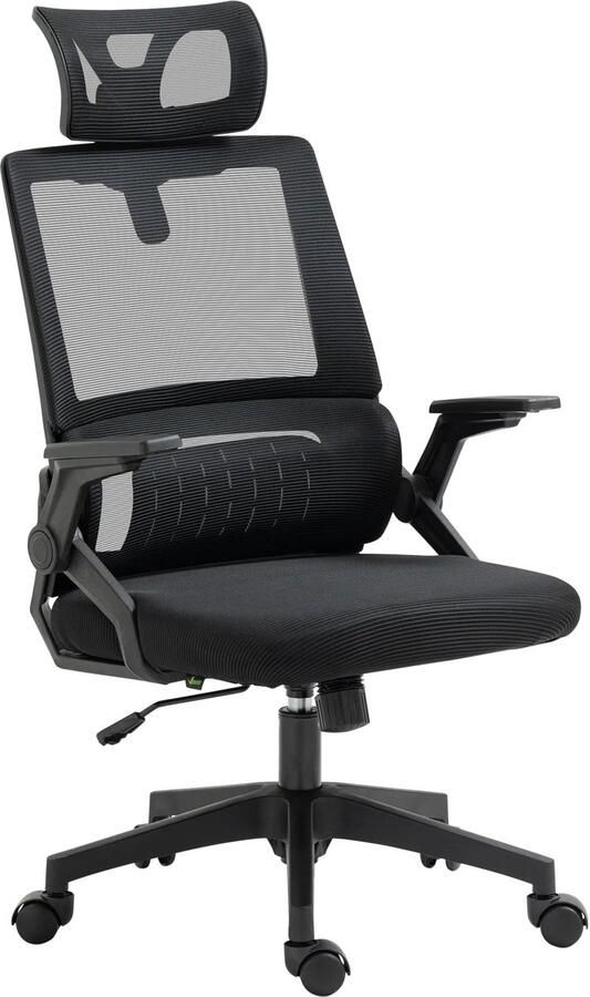TRUUSK Ergonomische Bureaustoel Verstelbaar met Hoofdsteun en Armleuningen Hoogte Verstelbaar Draaistoel Kantelfunctie