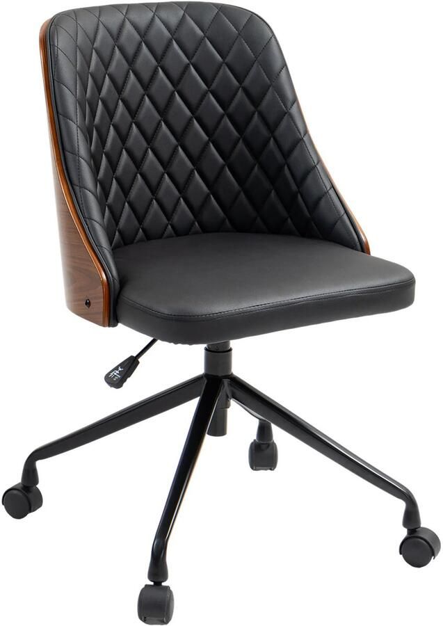 TRUUSK Ergonomische Bureaustoel Zonder Armleuningen Draaistoel Hoogte Verstelbaar Zwart Voor Thuiswerk & Gaming