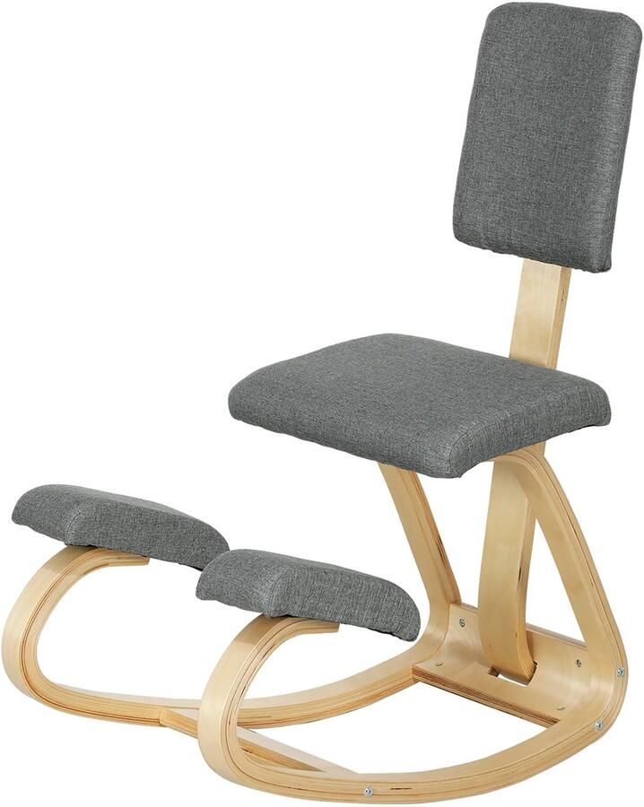 TRUUSK Ergonomische Kniestoel Kniekruk Voor Thuis en Kantoor Gezondheidsstoel Meditatiestoel Grijs