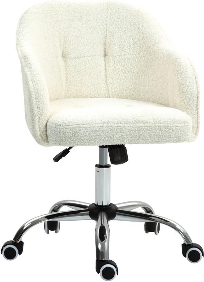 TRUUSK Ergonomische Teddyfluwelen Bureaustoel Verstelbaar en Kantelbaar Voor Thuiskantoor Slaapkamer en Studeerkamer