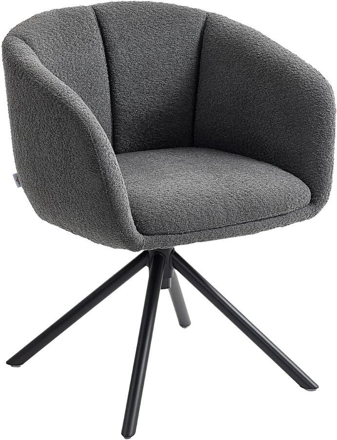 TRUUSK Fauteuil Gestoffeerde Stoel Met Comfortabele Zitschaal Draaibaar Knusse Bekleding Tot 120 Kg Donkergrijs