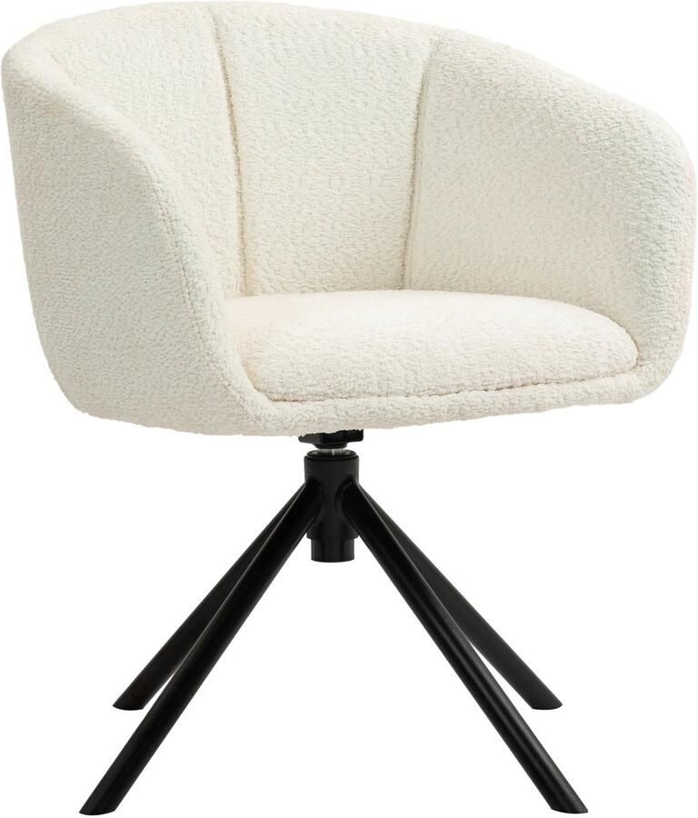 TRUUSK Fauteuil Loungefauteuil Met Armleuning 360° Draaifunctie Linnenlook Metalen Poten Voor Woonkamer en Slaapkamer